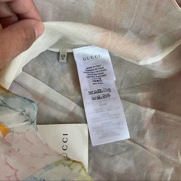 Gucci Baby Girl Floral Watercolor Print 100% Silk Dress - Picture 10 of 11